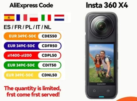 Insta360 X4 8K Cámara de Acción impermeable, cámara deportiva con gran angular 4K, batería de 360 mAh, Insta360 X4