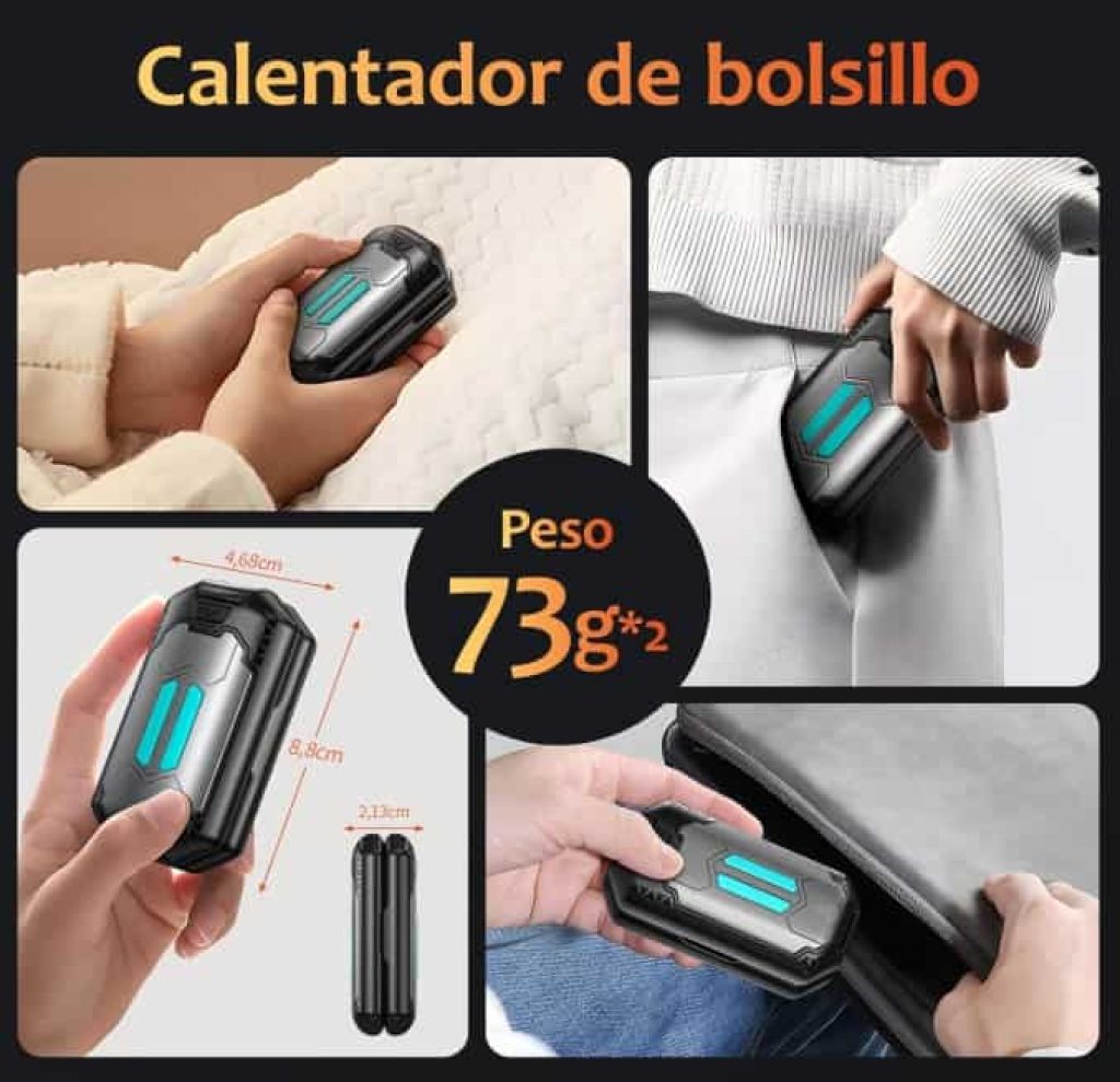 2 Pack Calentador de Manos Recargable OUTJUT 6000mAh Calienta Manos Electrico Portátil