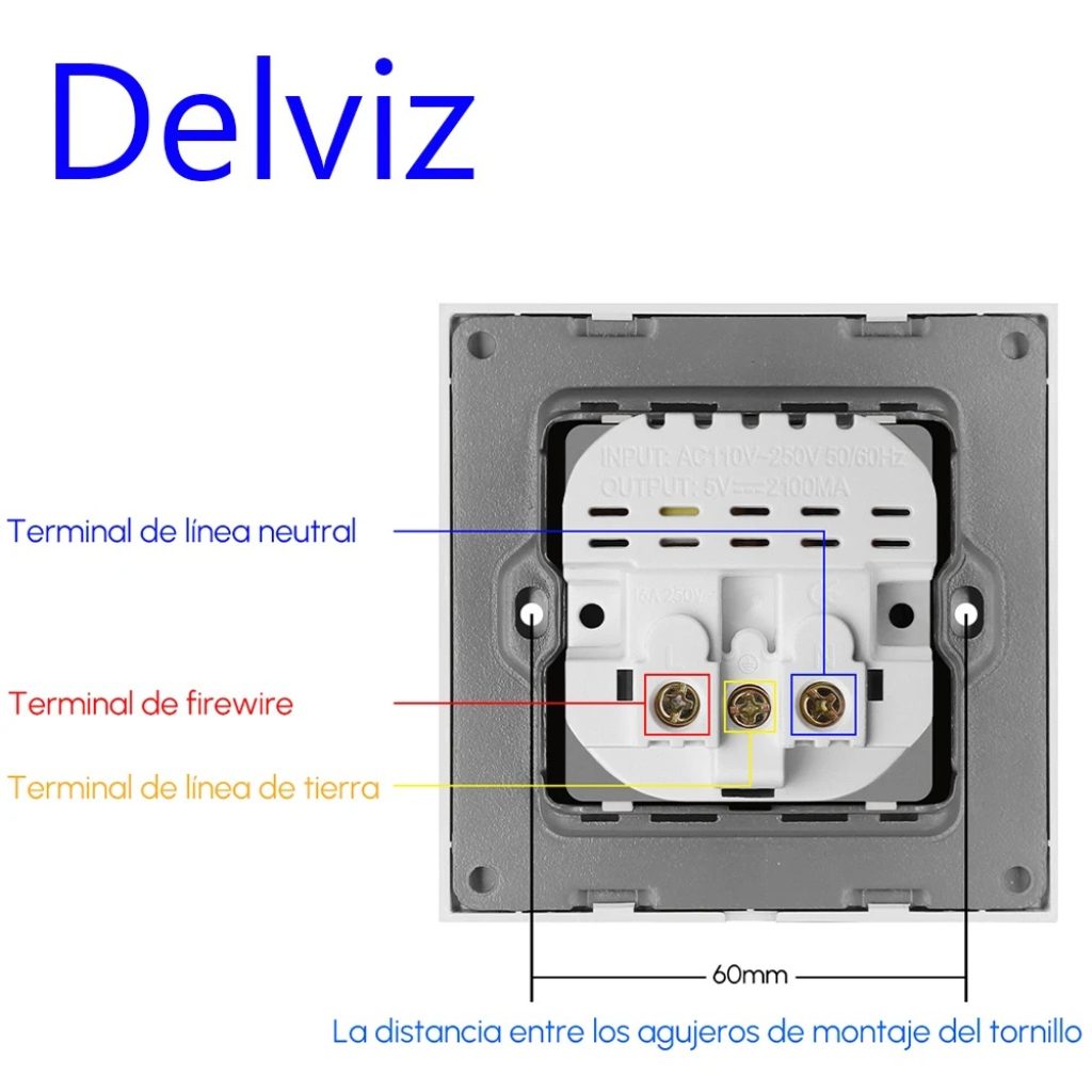 Toma de Corriente de Pared con Doble Conexión USB, Enchufe de Dormitorio, AC 110V-250, Sin LOGO españa 16A socket panel