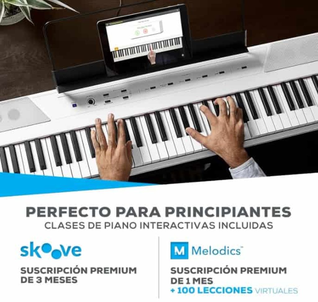 Alesis Recital Piano Eléctrico 88 Teclas Semi Contrapesadas con Altavoces, Lecciones de Piano, Metrónomo y 5 Kits de Sonidos - Blanco