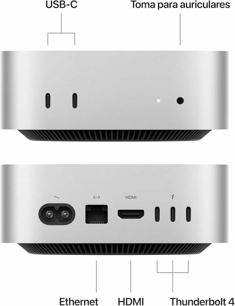Apple Mac Mini Ordenador de Mesa con Chip M4, CPU de 10 núcleos y GPU de 10 núcleos