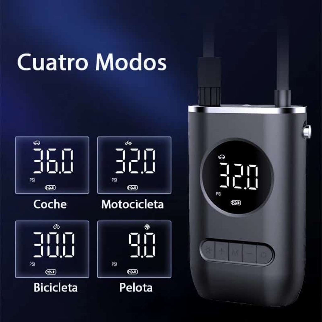 Bomba infladora inalámbrica portátil recargable para coche, inflador de neumáticos, compresor de aire digital