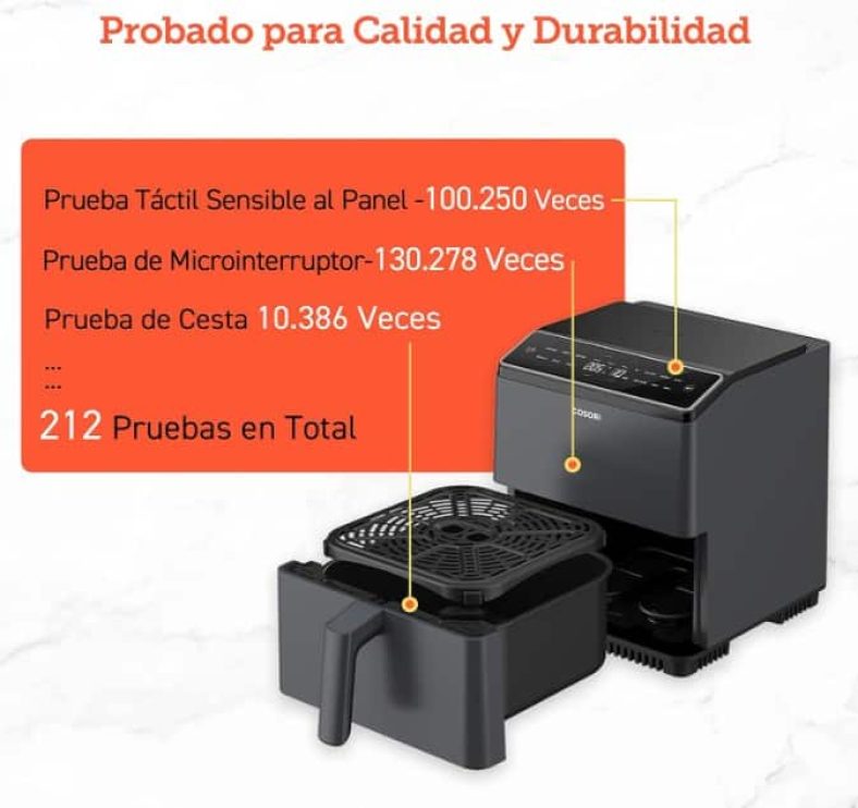 Freidora De Aire Aigostar 7L – WiFi, 1900W, 7 Programas, Con 12 Accesorios, Pantalla Táctil LED