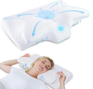 Almohada Cervical de Espuma Viscoelastica, Almohada Ortopedica para Soporte de Cuello, Almohadas Ergonómico para Dormir de Lado y Boca Arriba