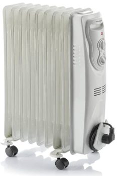 InnovaGoods® radiador electrico bajo consumo, radiador aceite bajo consumo, radiador, radiador aceite termostato regulable, proteccion sobrecalentamiento, ruedas giratorias 360º, (blanco, 9 Módulos)