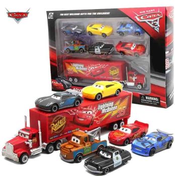 Disney Pixar-Coche de juguete de Metal fundido a presión para niños, modelo de coche 3, Rayo McQueen, Jackson Storm, tío Truck, regalo para niños, 7 piezas por juego