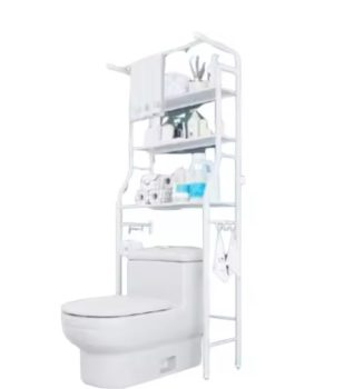 Estantería metal multiuso sobre inodoro o lavadora, aprovecho de espacio, organización de hogar