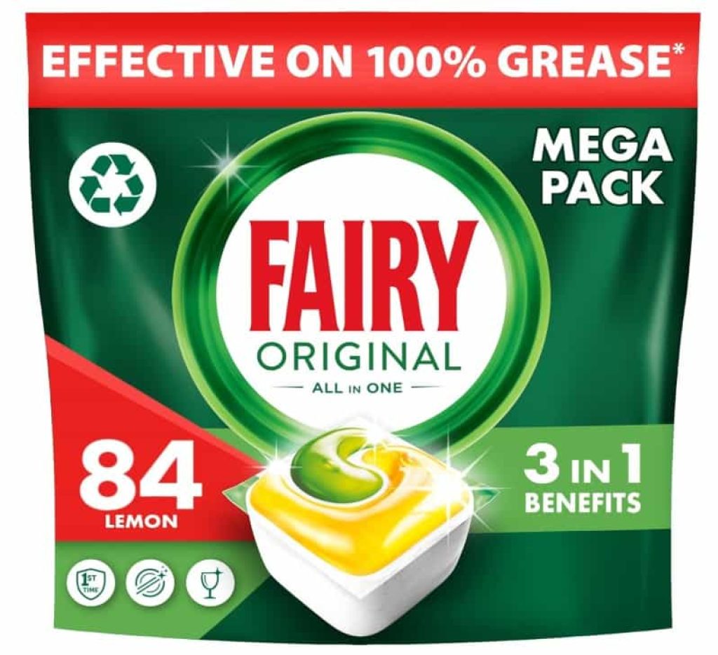 Fairy Original Todo En Uno Cápsulas De Lavavajillas Limón, 84 Cápsulas