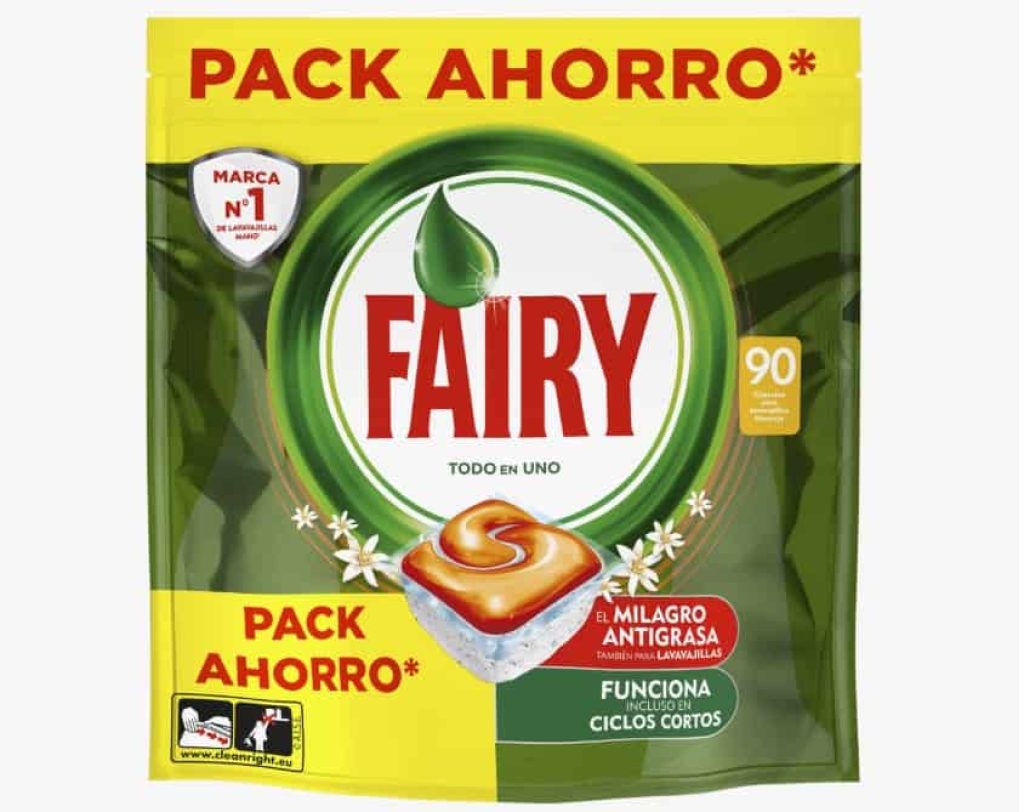 Fairy Original Todo En Uno Naranja Cápsulas De Lavavajillas, 90 Cápsulas, Efectivas Incluso En La Grasa Reseca