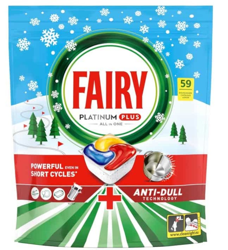 Fairy Platinum Plus Cápsulas De Lavavajillas Todo En Uno Limón, 59 Cápsulas