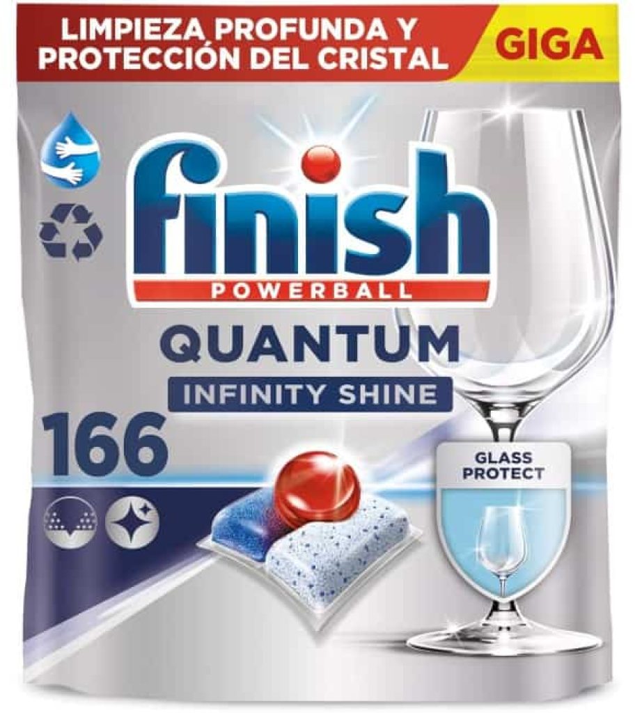 Finish Powerball Quantum Infinity Shine Pastillas para el Lavavajillas con Protección del Cristal, 166 Pastillas