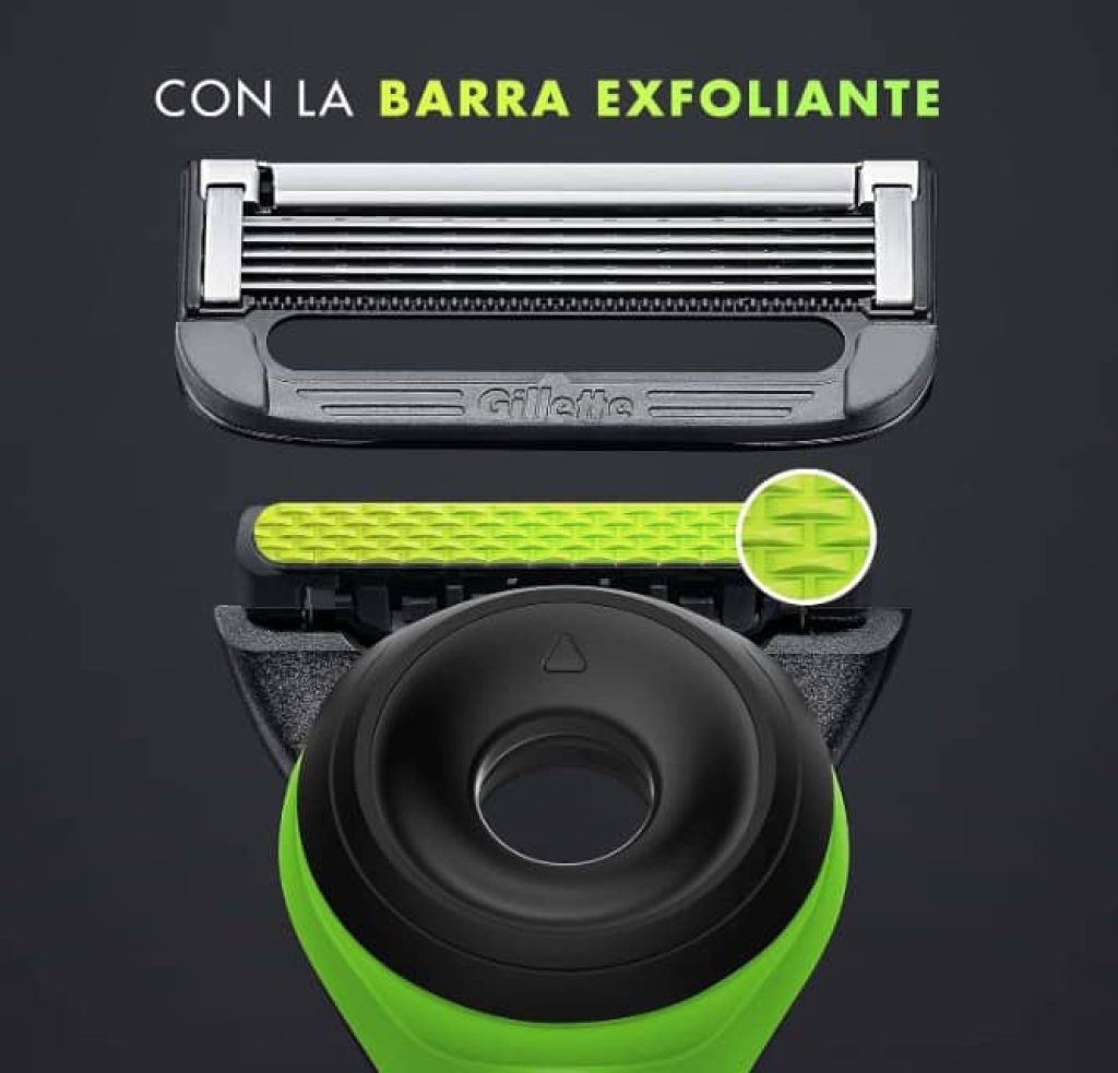 Gillette Labs Edición Limitada Razer Maquinilla de Afeitar Hombre con Barra Exfoliante + 5 Cuchillas de Recambio + Base Magnética y Estuche de Viaje Razer