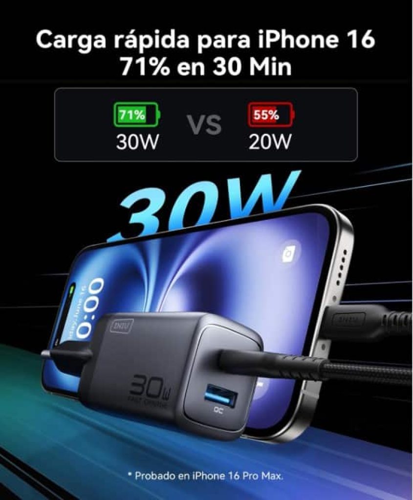 INIU 30W Cargador USB C 2-Paquetes, [USB-C + USB-A] 2-Puertos USBC Enchufe Cargador iPhone Carga Rapida, Múltiple Cargador PD Rápido Pared Adaptador Tipo C para iPhone 16 15, iPad Pro, Samsung S24