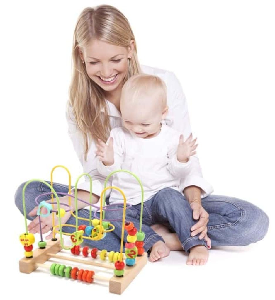 Jacootoys Frutas Laberintos de Abalorios Madera Cuentas Motricidad Fina Abaco Juegos Cube Educativos Juguetes para Niños 3 4 5 Años