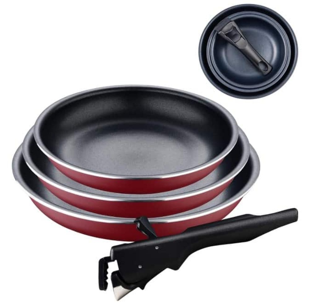 Bergner Click&Cook Red Edition | Juego de Sartenes de 4 Piezas de 18, 20 y 24 cm