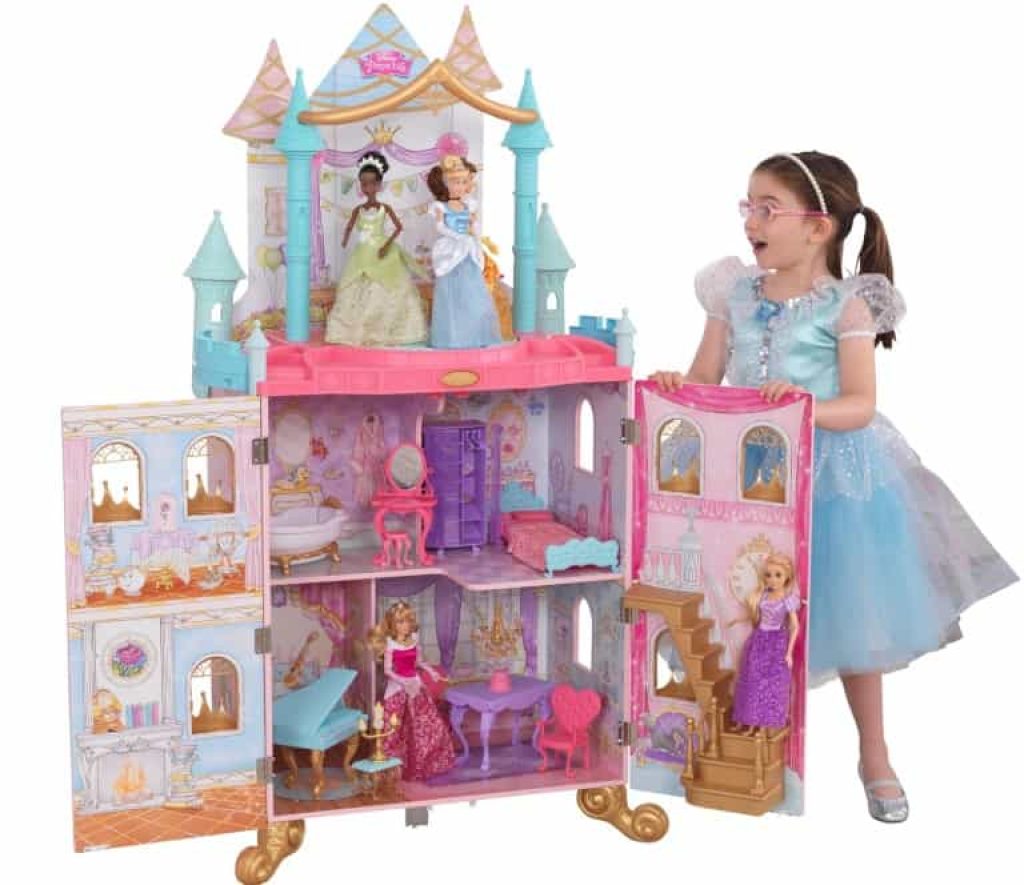 KidKraft Princesas Disney Casa de muñecas de Madera Dance & Dream Castle para muñecas de 30 cm con Muebles y Accesorios incluidos, 3 Niveles de Juego, Juguetes niños y niñas Desde 3 años (10276)
