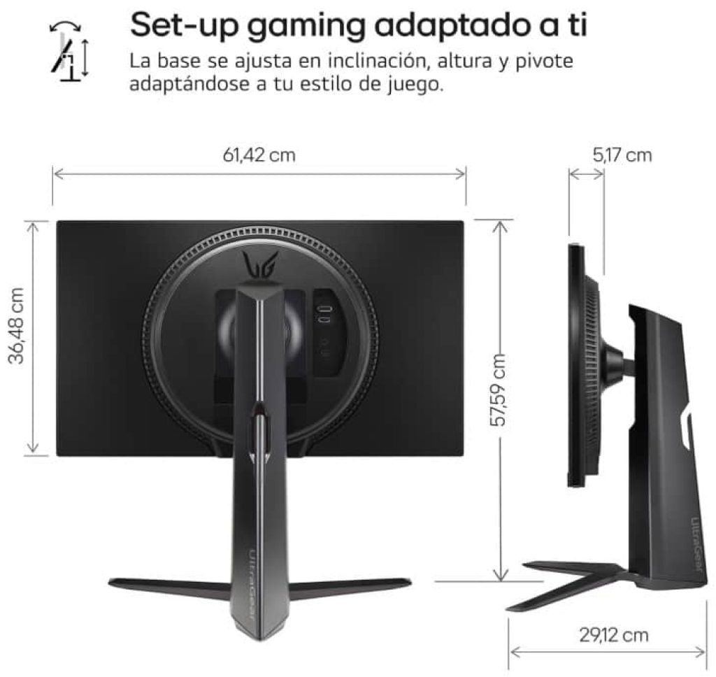 LG 27GS65F-B - Monitor Ultragear, 27", Pantalla IPS, (1920x1080), 16:9, 180 Hz, 1ms Black Stabilizer, G-Sync Compatible y FreeSync