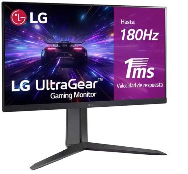 LG 27GS65F-B - Monitor Ultragear, 27", Pantalla IPS, (1920x1080), 16:9, 180 Hz, 1ms Black Stabilizer, G-Sync Compatible y FreeSync