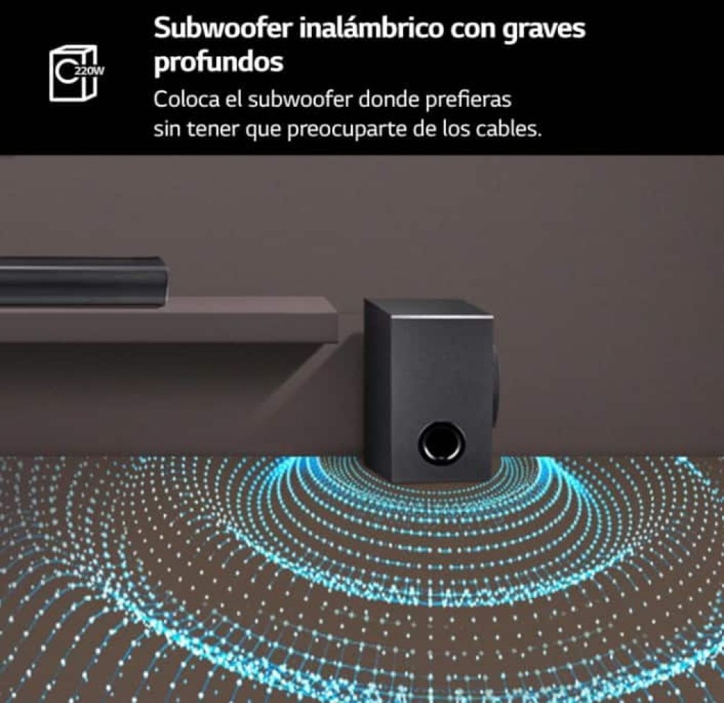 LG SQC4R - Barra de Sonido Inteligente, 220W, 2.1 Canales