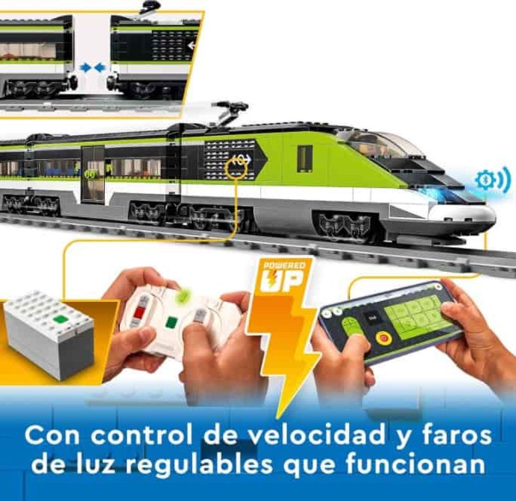 Lego City Tren de Pasajeros de Alta Velocidad, Juguete, Vehículo Teledirigido para Niños y Niñas de 7 Años o Más con Luces y Vías, Idea de Regalo de Cumpleaños 60337