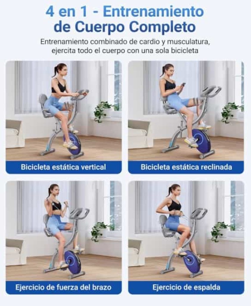 MERACH Bicicleta Estática Plegable 4 en 1, Bici Spinning con Monitor LCD y Medición de Pulso Manual, Bicicletas Fitness Magnéticas con Cómodo Cojín de Asiento