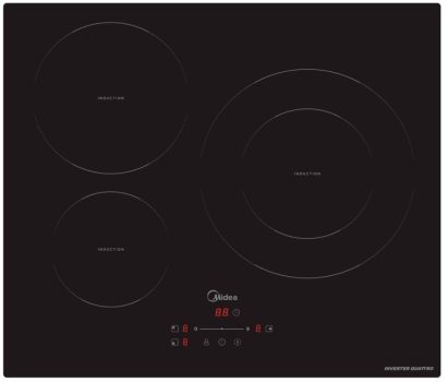 MIDEA Placa Inducción 3 fuegos 60 cm 7400 W - Vitroceramica Induccion Integrada con Panel de control tactil, Inverter quattro, Booster, Indicador de Luz, Detector de Sartenes y Temporizador