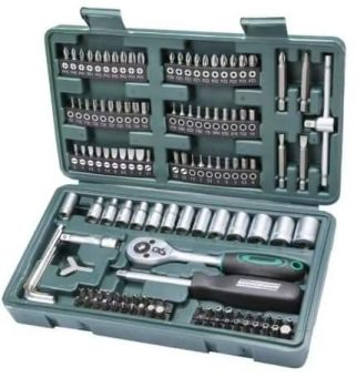 Maletin de Herramientas Mannesmann M29166 - 130 pcs - Caja Maleta Taller completo, llaves de vaso, carraca, allen.