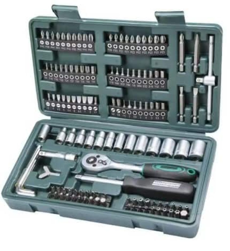 Maletin de Herramientas Mannesmann M29166 - 130 pcs - Caja Maleta Taller completo, llaves de vaso, carraca, allen.