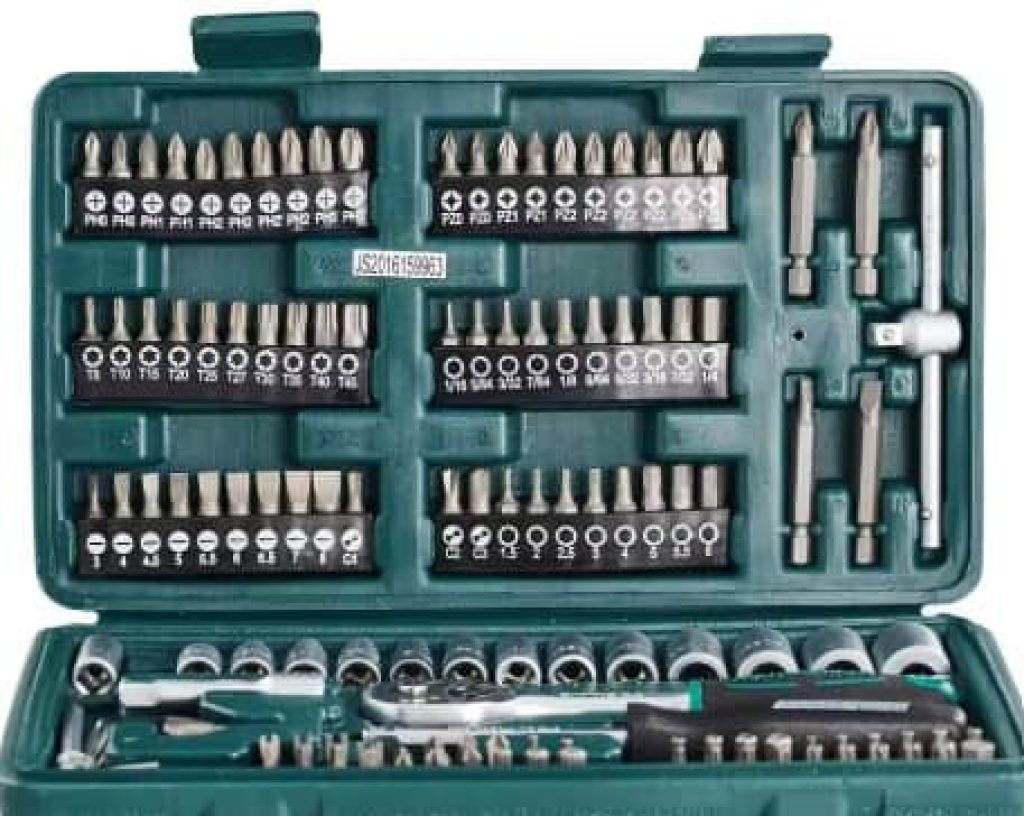 Maletin de Herramientas Mannesmann M29166 - 130 pcs - Caja Maleta Taller completo, llaves de vaso, carraca, allen.