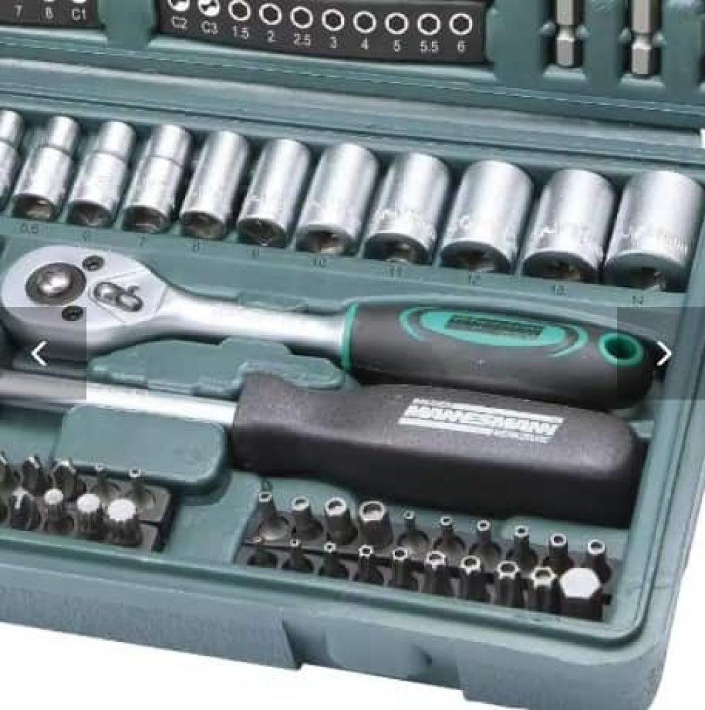 Maletin de Herramientas Mannesmann M29166 - 130 pcs - Caja Maleta Taller completo, llaves de vaso, carraca, allen.