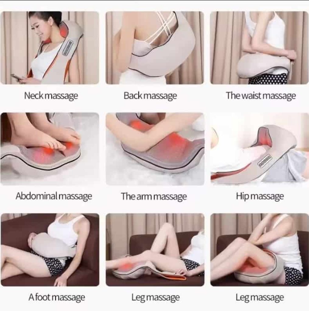 Masajeador eléctrico Shiatsu con forma de U para espalda, cuello y hombros, masaje caliente por infrarrojos, para casa,desde envio España