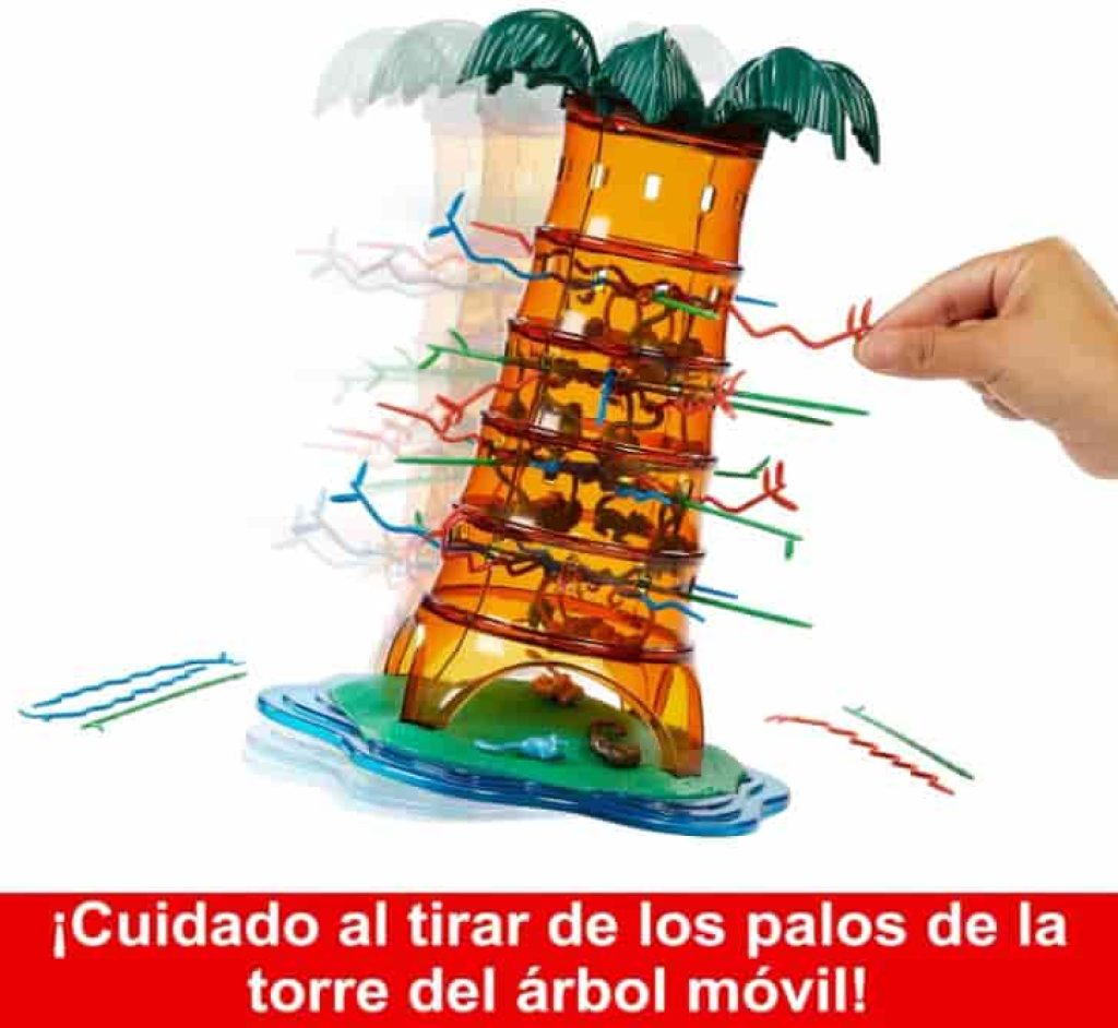 Mattel Games Juego de mesa Monos Locos Rockin' Tree Party, árbol con monos, lémures y perezosos, juguete +5 años (HTW65)