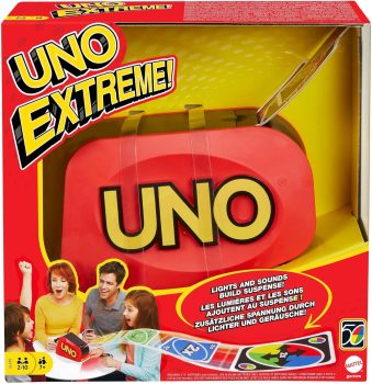 Mattel Games UNO Extreme - Juego de Cartas Familiar con Lanzador - Regalo para Niños de 7+ Años y Adultos, GXY75