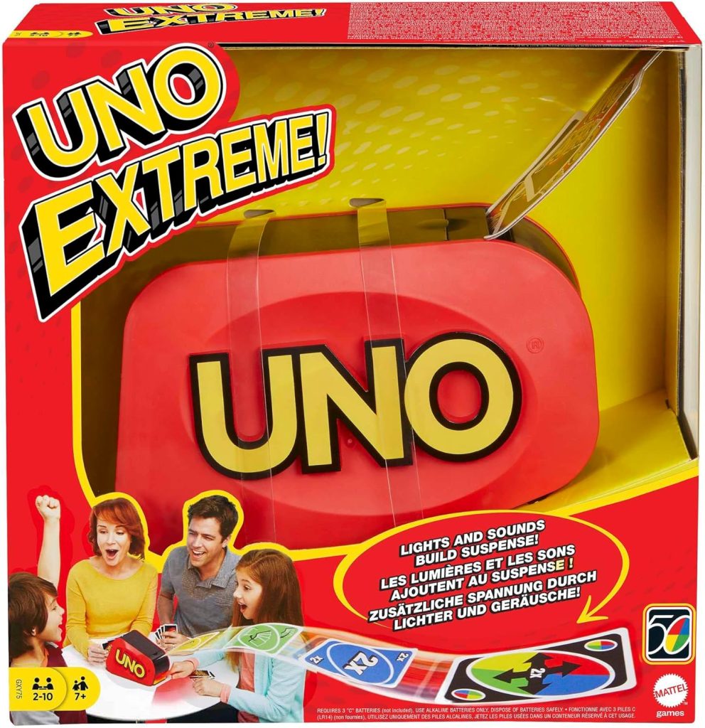 Mattel Games UNO Extreme - Juego de Cartas Familiar con Lanzador - Regalo para Niños de 7+ Años y Adultos, GXY75