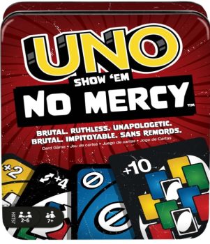 Mattel Games UNO No Mercy, Juego de Cartas con Cartas adicionales, Juguete Regalo para niños y niñas +7 años, HXT57