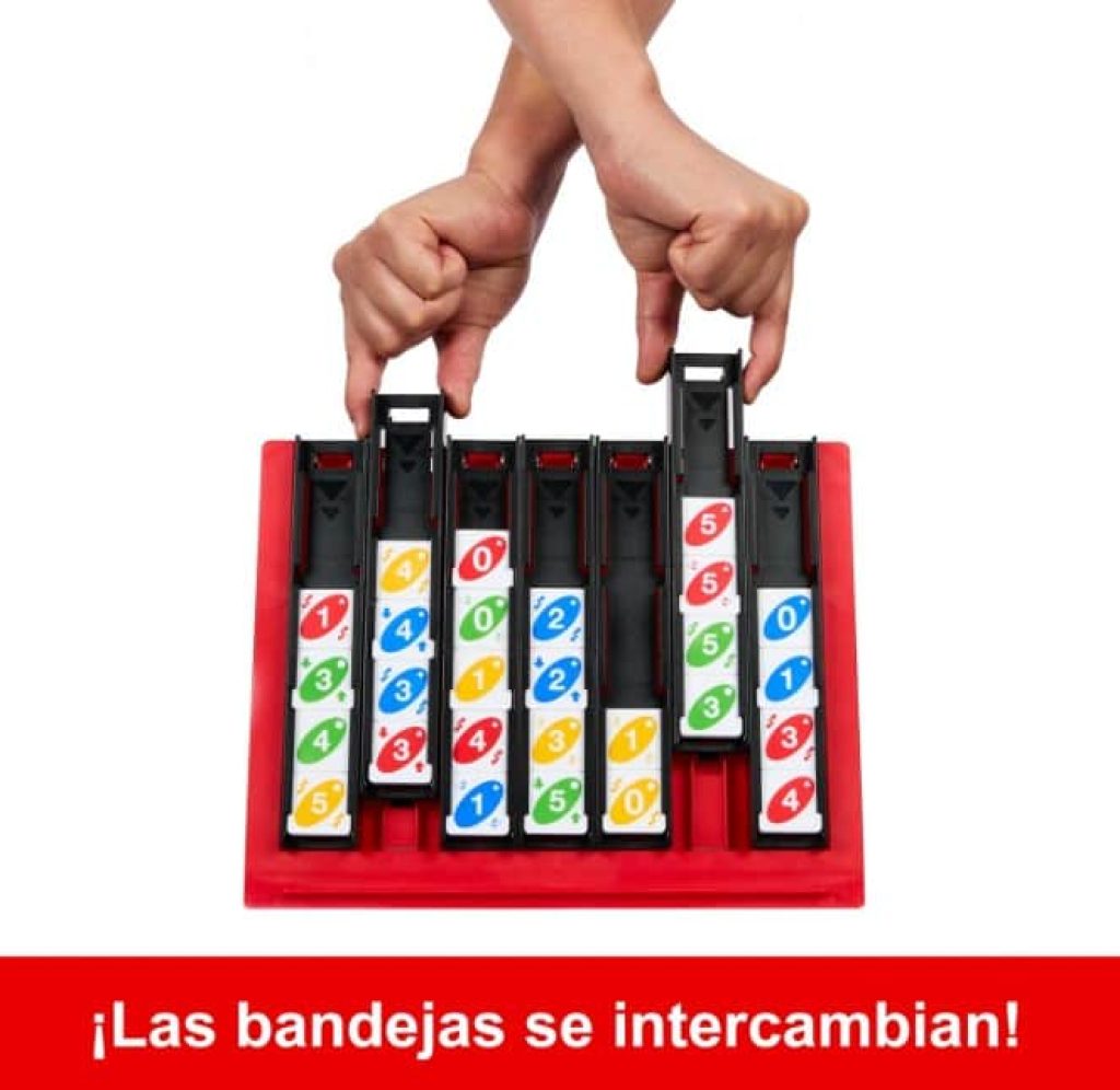 Mattel Games UNO Quatro Juego de Mesa Cuatro en Raya con fichas, +7 años (Mattel HPF82)