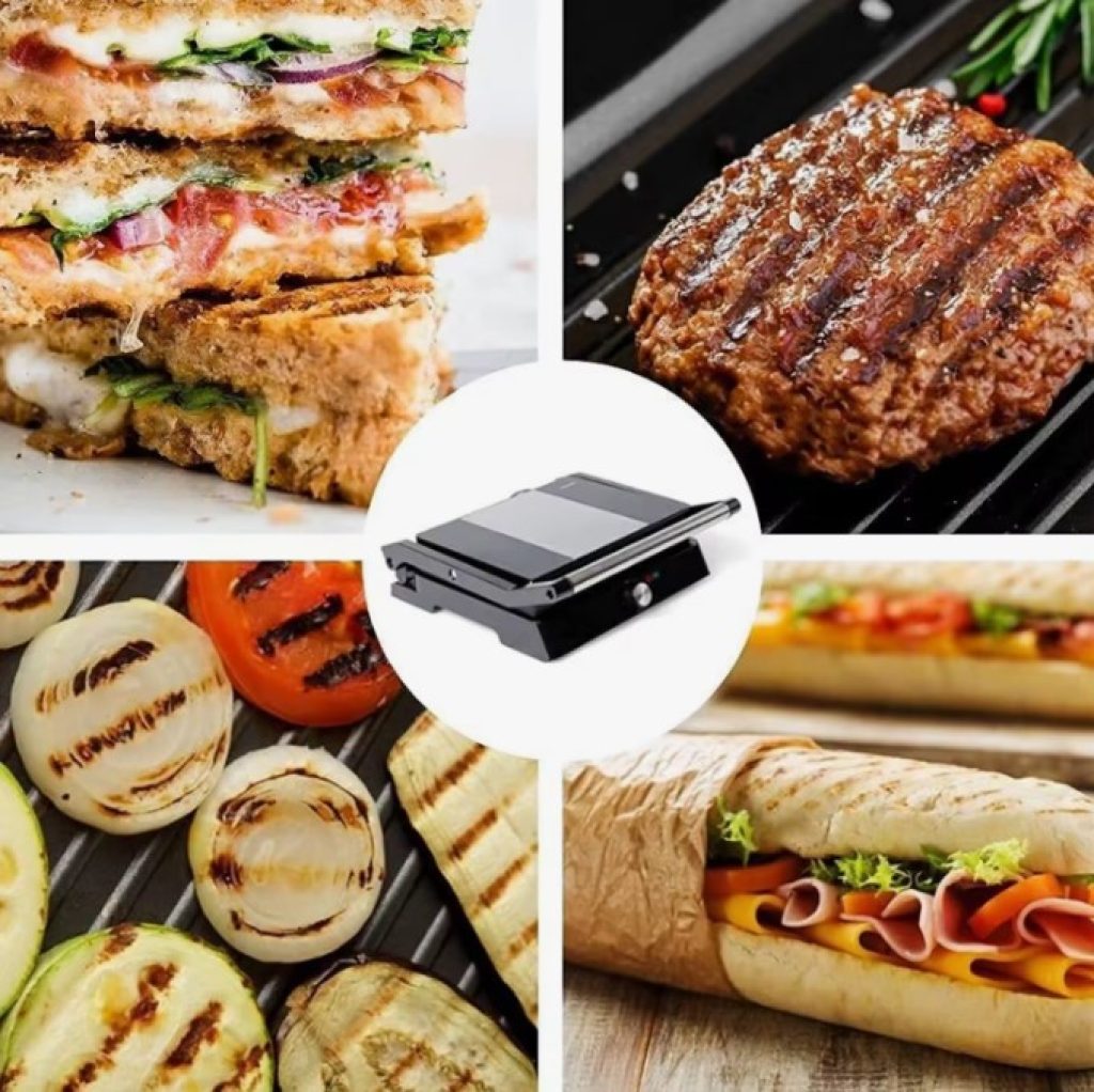 Mellerware Parrilla Eléctrica Hotty!2200W|  Antiadherente. Obertura 180º. Placas Adaptables. Grill Acero Inoxidable.Libre PFOA