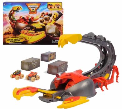 Monster Jam-Escenario EL Toro Loco Venom Velocity Scorpion+ Mini JAMS Toro Loco Y MAX-D Monster DE Metal Escala 1:87-6069752-Monster Truck-Coches para Niños -Juegos Infantiles- Juguetes Niños 3 años+