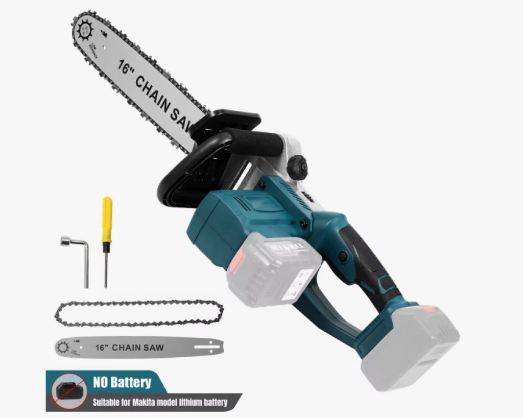 Motosierra eléctrica sin escobillas para carpintería, herramienta de poda inalámbrica de 16 pulgadas, cortador de jardín de mano para batería Makita, 3000W