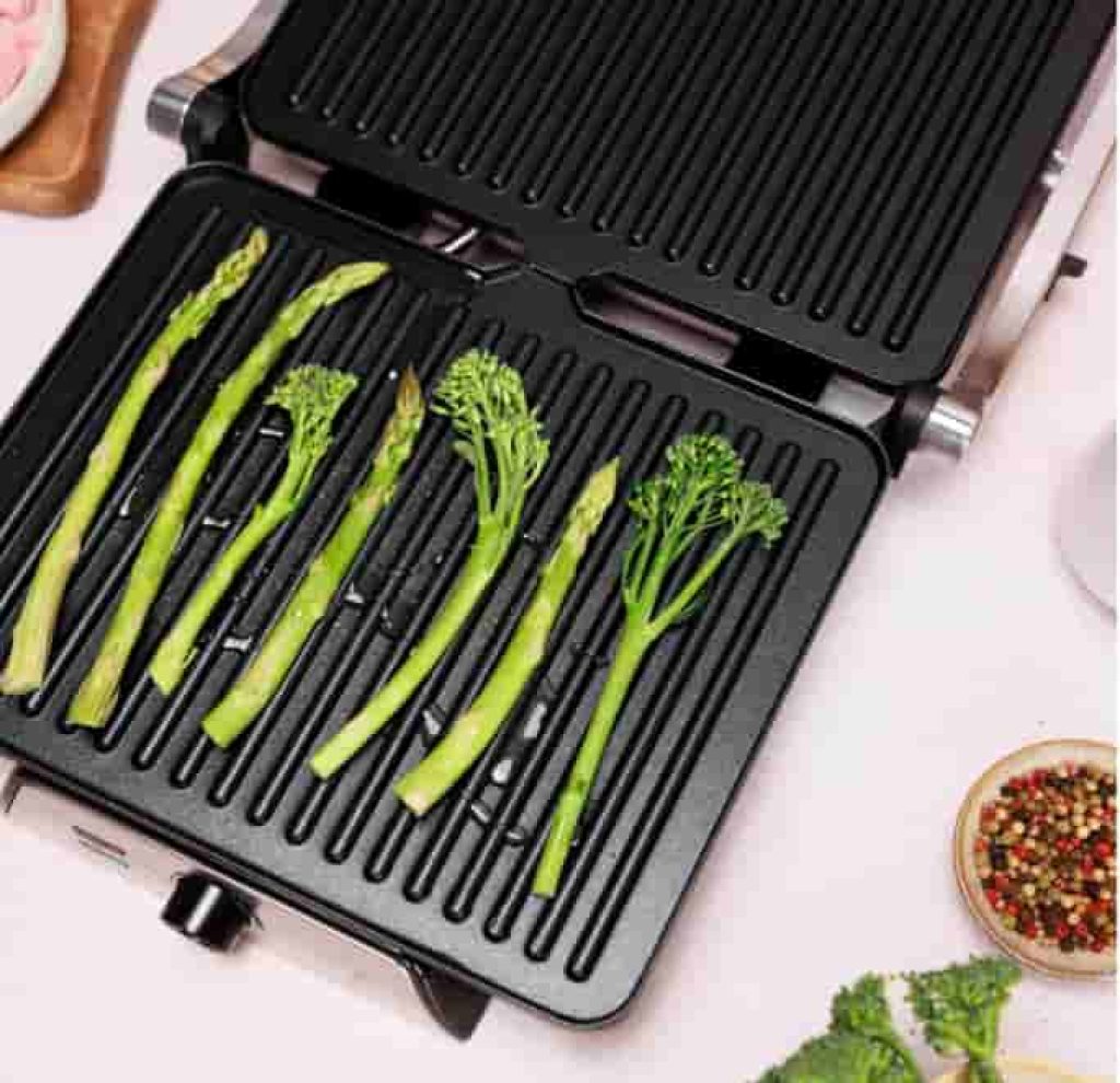 My Wave - Contact Grill - 2000W y Apertura de 180º - Parrilla Eléctrica con Control de Temperatura Automático y Placas Antiadherentes