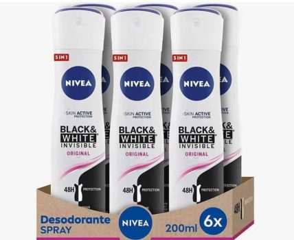 NIVEA Black & White Invisible Original Spray Desodorante 200ml, 6 unidades, 200ml*6