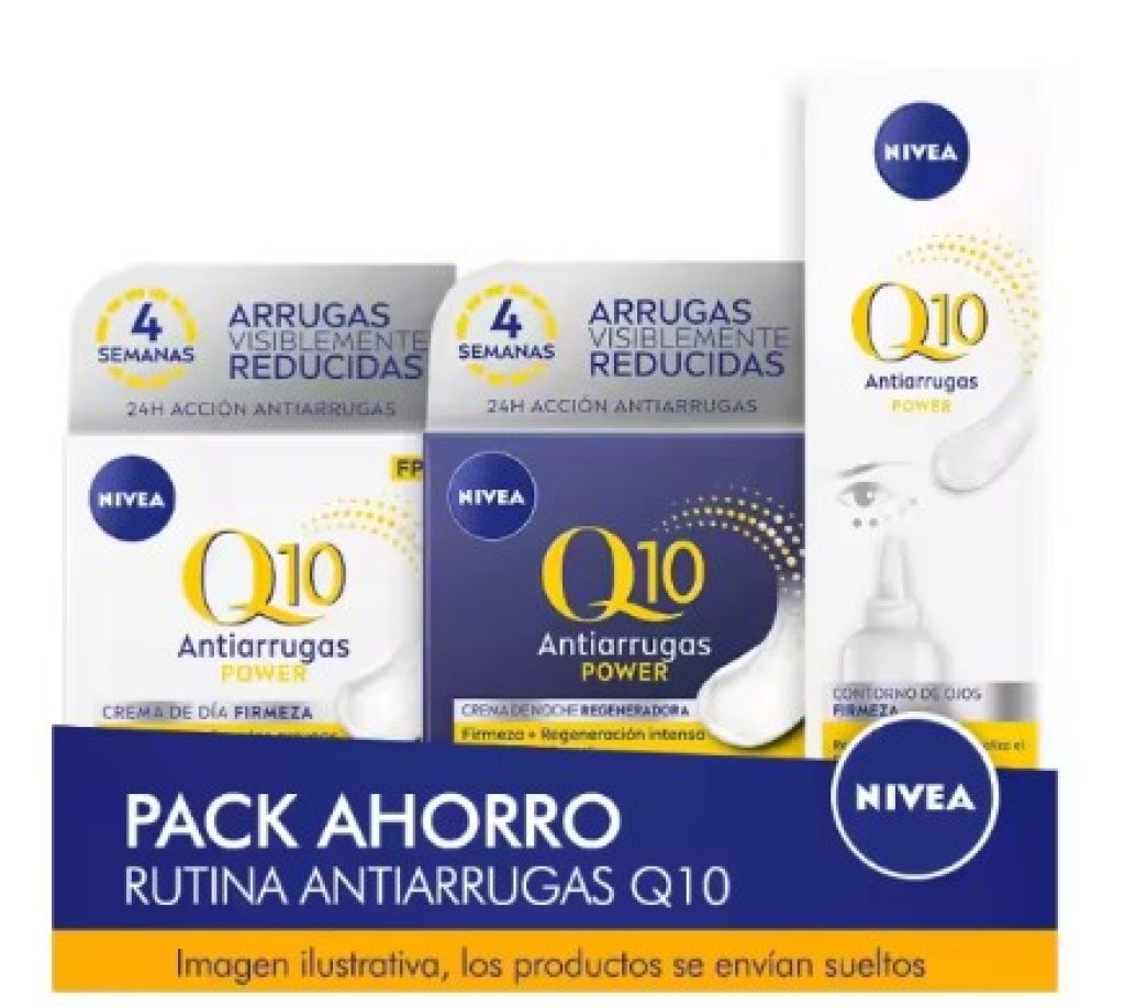 NIVEA Q10 ANTIARRUGAS POWER Pack ahorro cuidado facial - Contiene crema de día, crema de noche y contorno de ojos