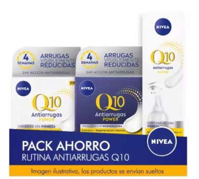 NIVEA Q10 ANTIARRUGAS POWER Pack ahorro cuidado facial - Contiene crema de día, crema de noche y contorno de ojos