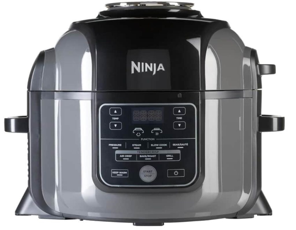 Ninja Foodi Olla eléctrica multifunción, 6 l, 7 funciones en 1, Olla a presión, Freír con aire, Cocción lenta, Parrilla y más, en acero galvanizado y negro, OP300EU