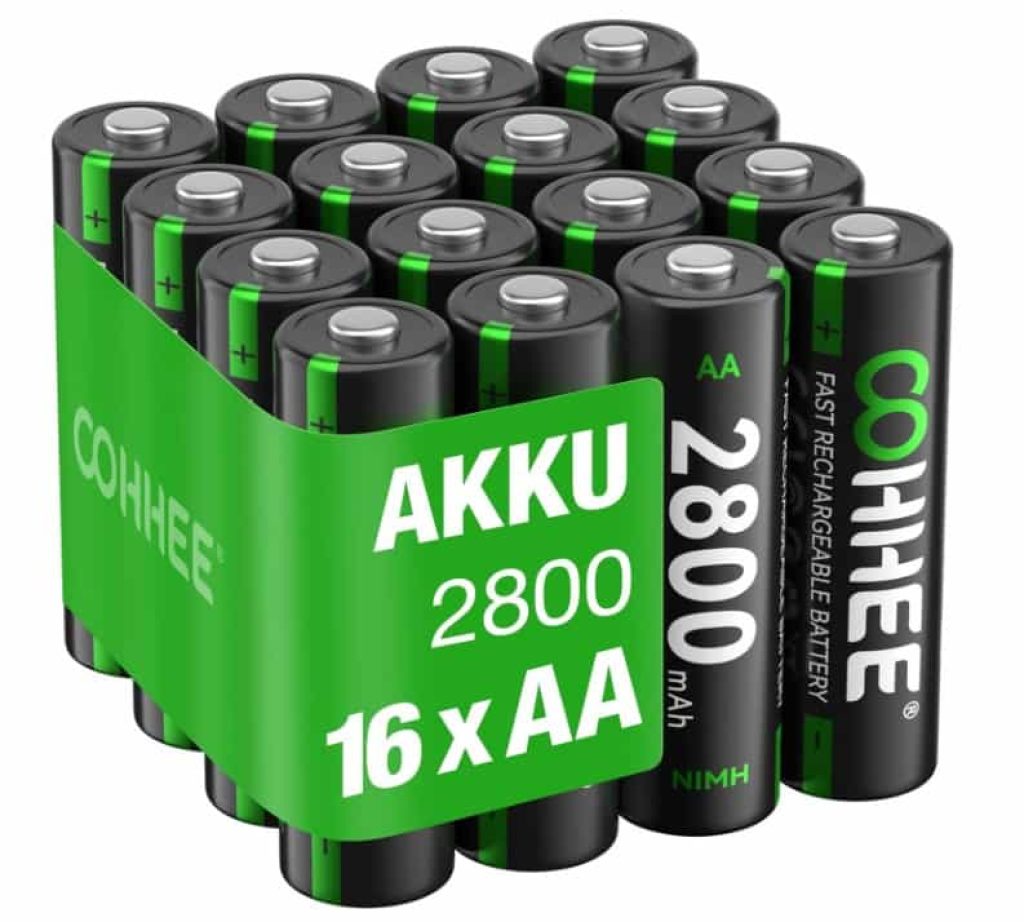 OOHHEE 16 pilas AA NI-MH, pilas AA recargables
