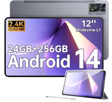 OUKITEL OT5S Tablet 12 Pulgadas 2.4K IPS Tablet Android 14 Tablet con Lapiz 18GB+256GB(TF 2TB) Gaming Tablet con Funda