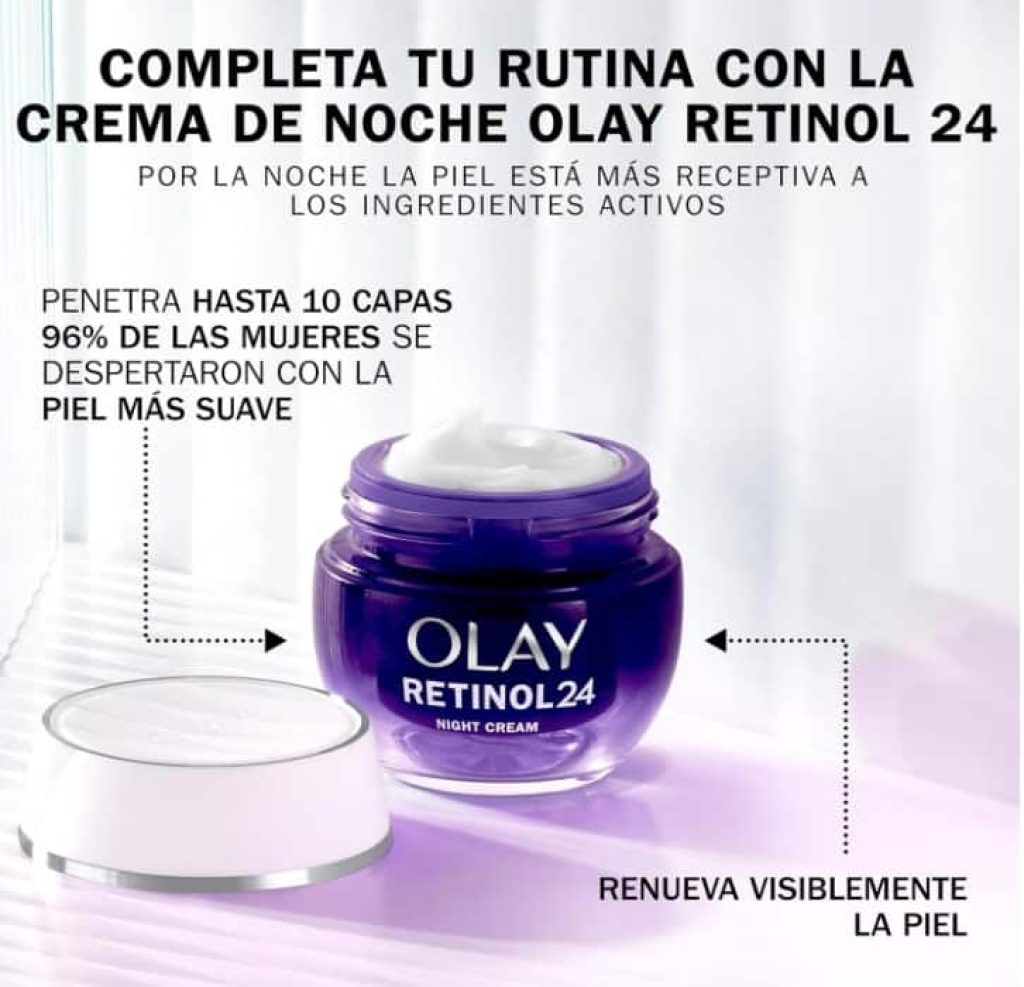 Olay Retinol 24 Crema de Noche Hidratante Facial, con Vitamina E Antioxidante