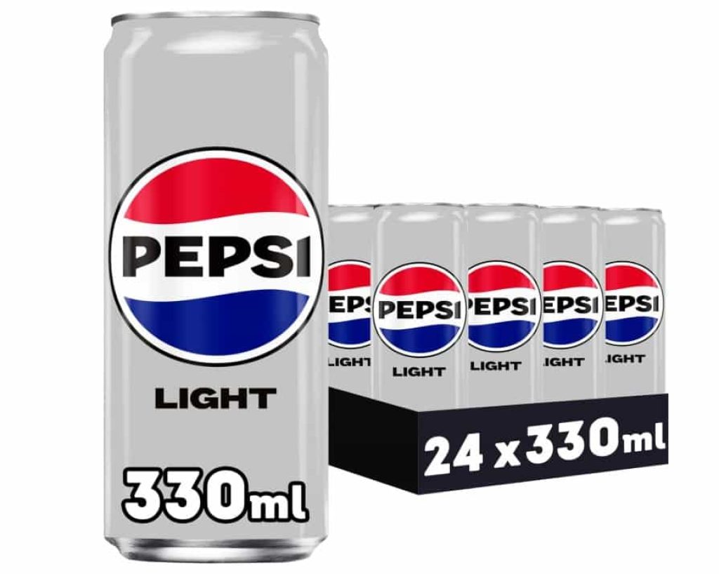 Pepsi Light Refresco de cola bajo en calorías y en azúcares, pack de 24 latas de 330 ml, 7.92 litros en total
