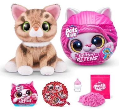 Pets Alive Smitten Kittens Surprise (Tabby Cat Ginger) por ZURU Nurture Play - Juguete Suave para desembalar, adopta 10 Sonidos interactivos