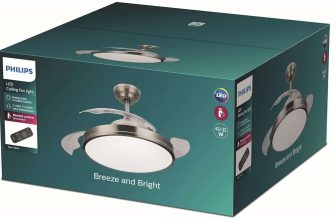 Philips - Atlas Ventilador de techo con luz LED incorporada (28W) y mando